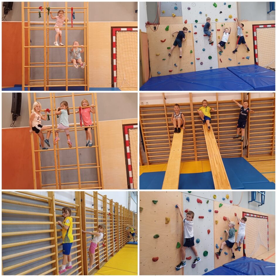 Die Kinder der 1a Klasse freuen sich über jede Minute, die sie gemeinsam im Turnsaal verbringen.